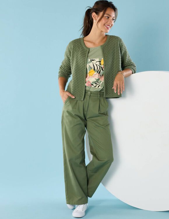 Gilet paletot maille fantaisie,  Spécial Petites (vert tilleul) Gilet paletot maille fantaisie,  Spécial Petites (vert tilleul)